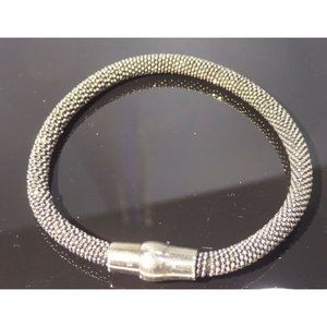 SIGNED AR 1948 Roberto Magi Italy Sterling Silver Mesh Bracelet Magnetic Clasp